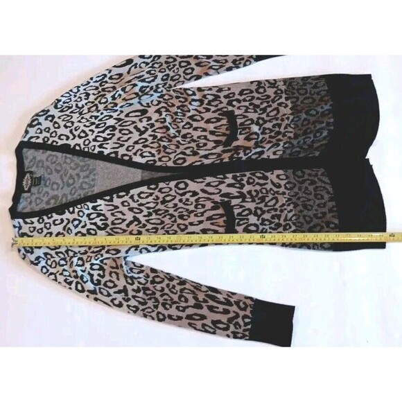 Oliver Leopard Print Cardigan Size Large Viscose Ombre Beige Brown Black - Picture 11 of 16